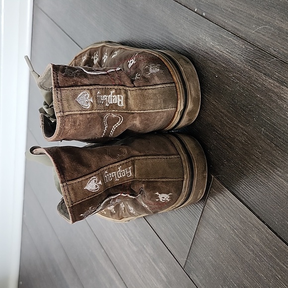 Replay brown velvet high top skull print sneaker with green laces size 6 - Picture 5 of 7